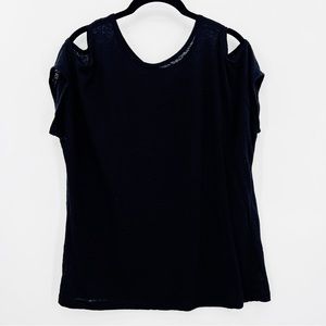 Acrobat 100% Linen Short Sleeve Cold Shoulder Top, L